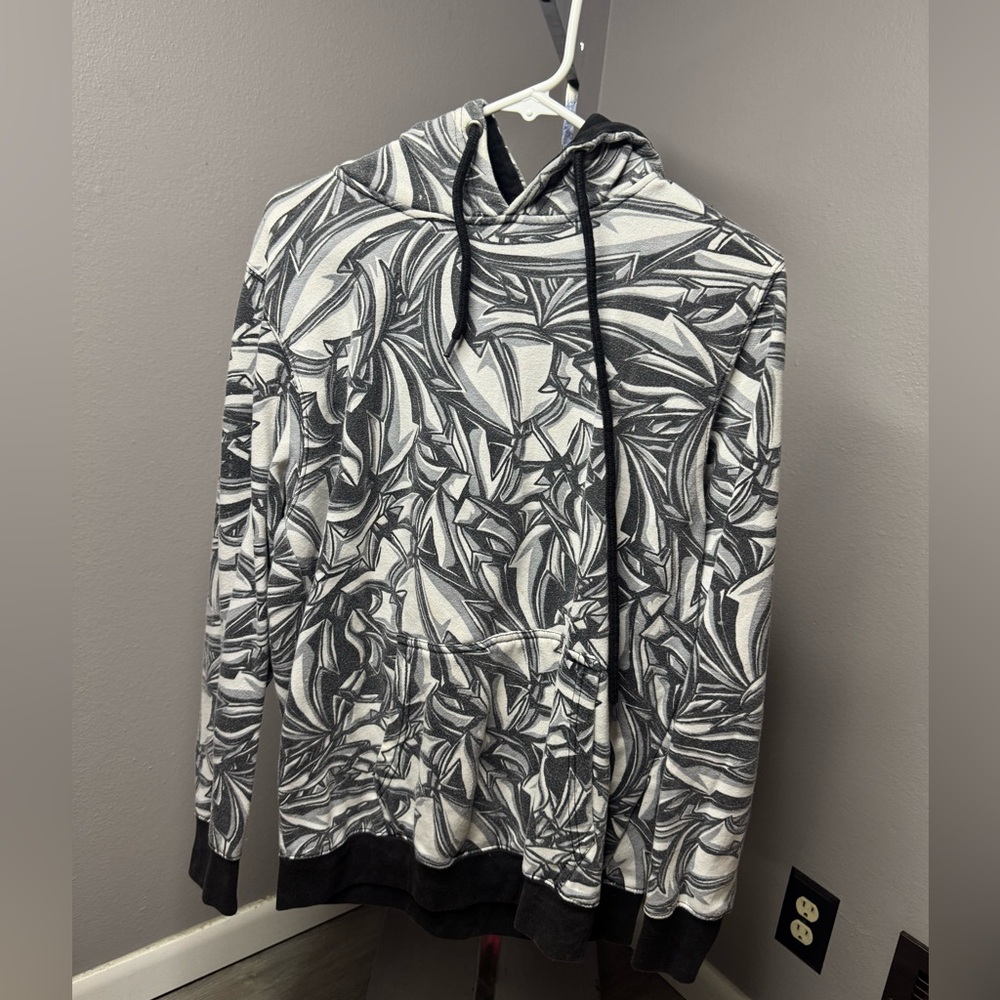 Men's Black & White Abstract Pullover Hoodie